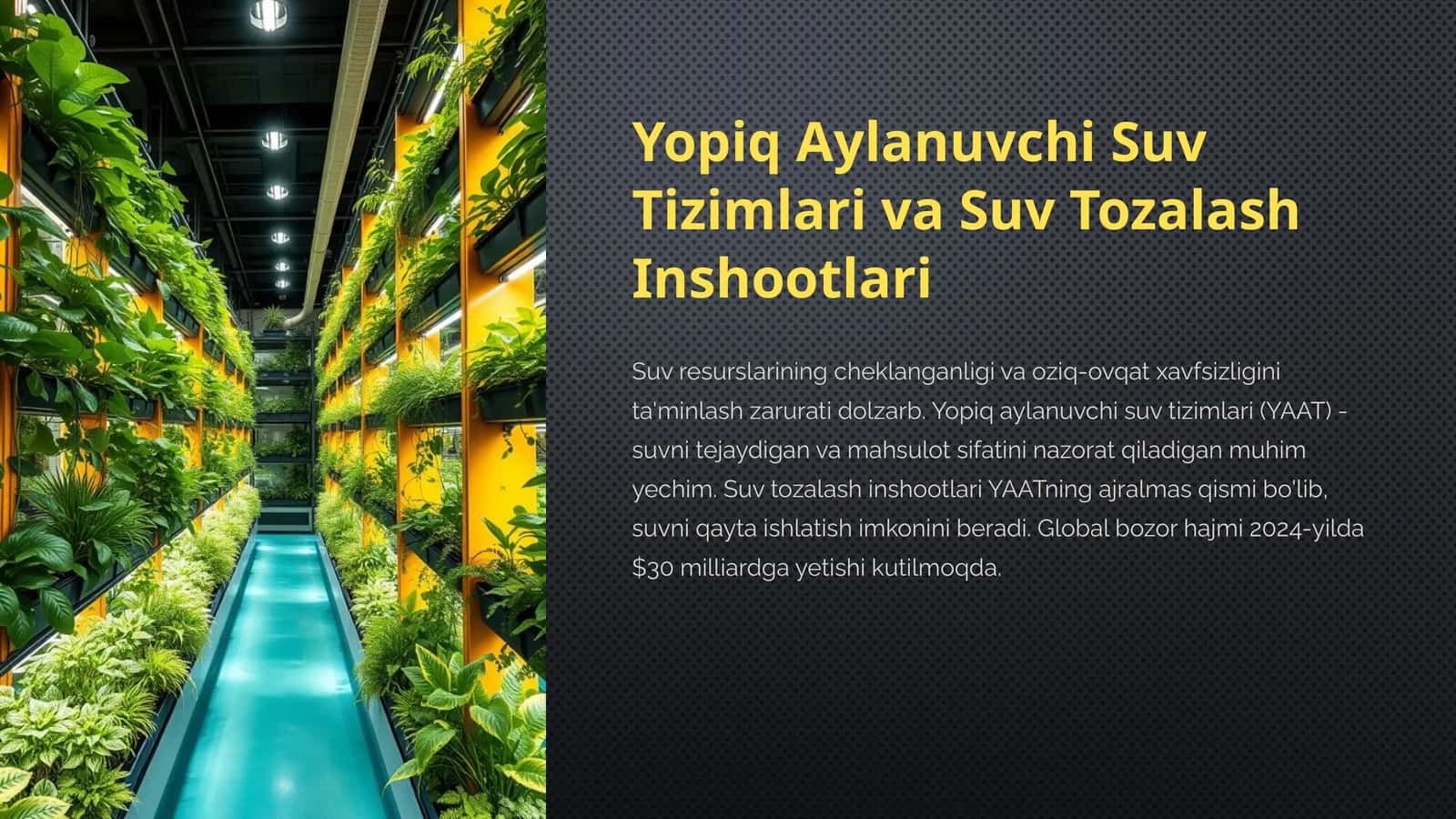 Yopiq Aylanuvchi Suv Tizimlari va Suv Tozalash Inshootlari