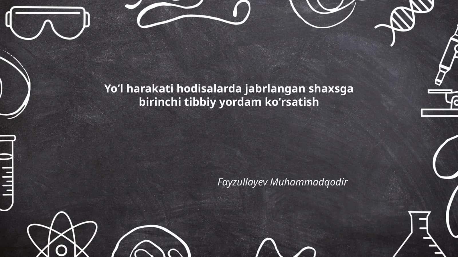 Yoʻl harakati hodisalarda jabrlangan shaxsga birinchi tibbiy yordam koʻrsatish