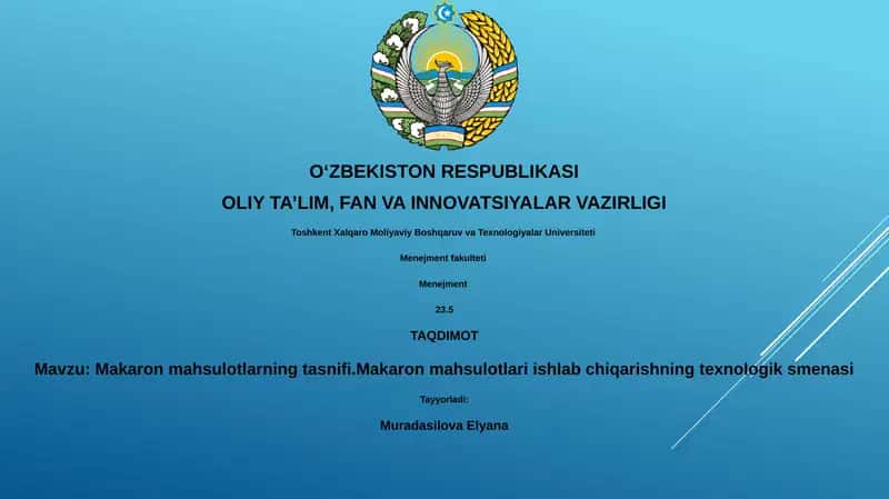 Makaron mahsulotlarning tasnifi