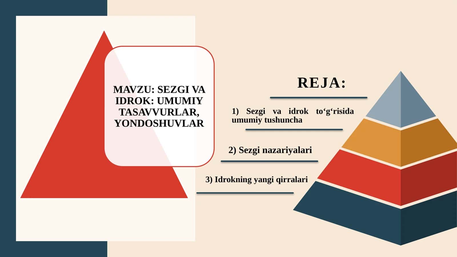 SEZGI VA IDROK UMUMIY TASAVVURLAR, YONDOSHUVLAR