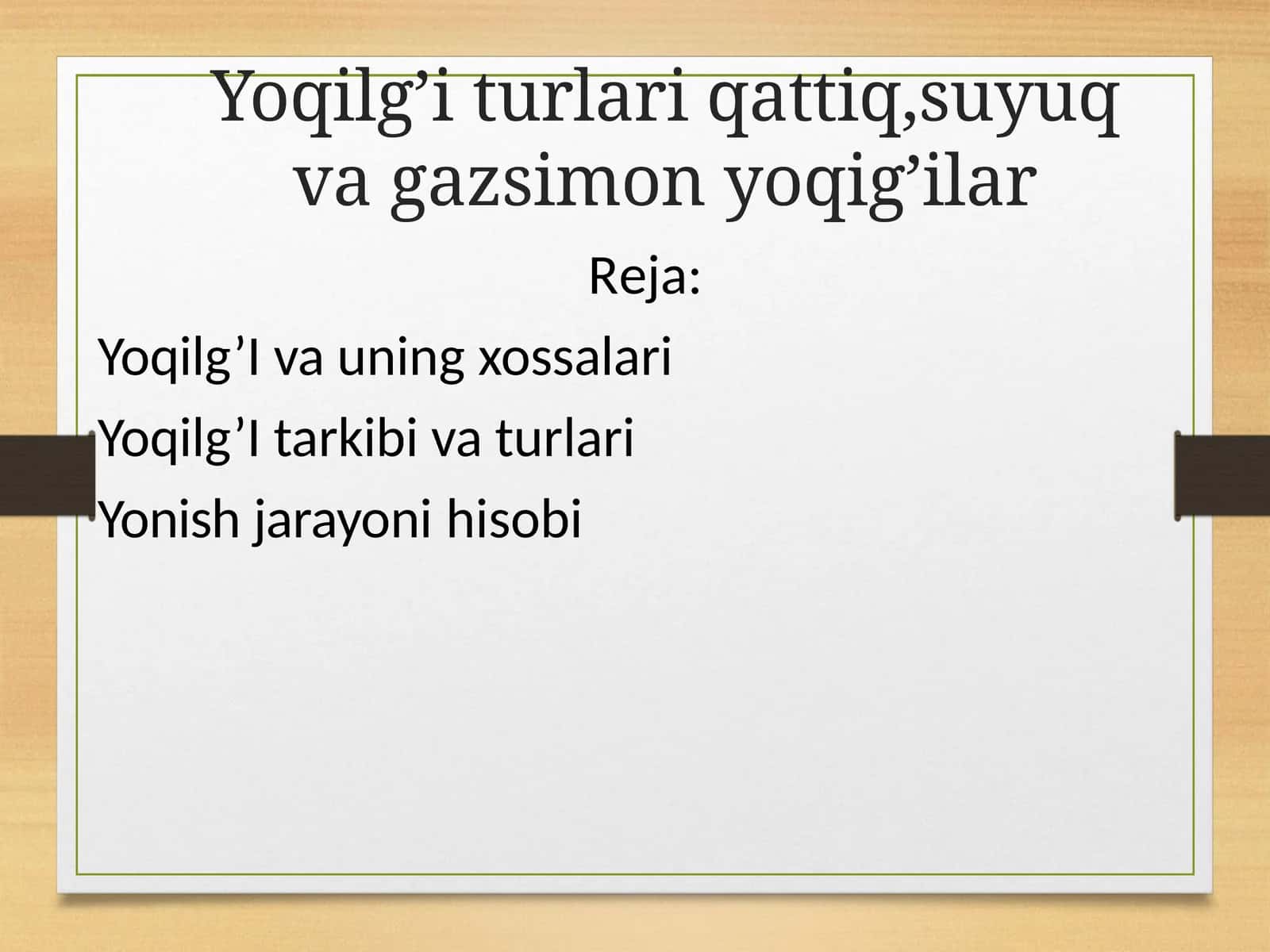 Yoqilg’iturlari