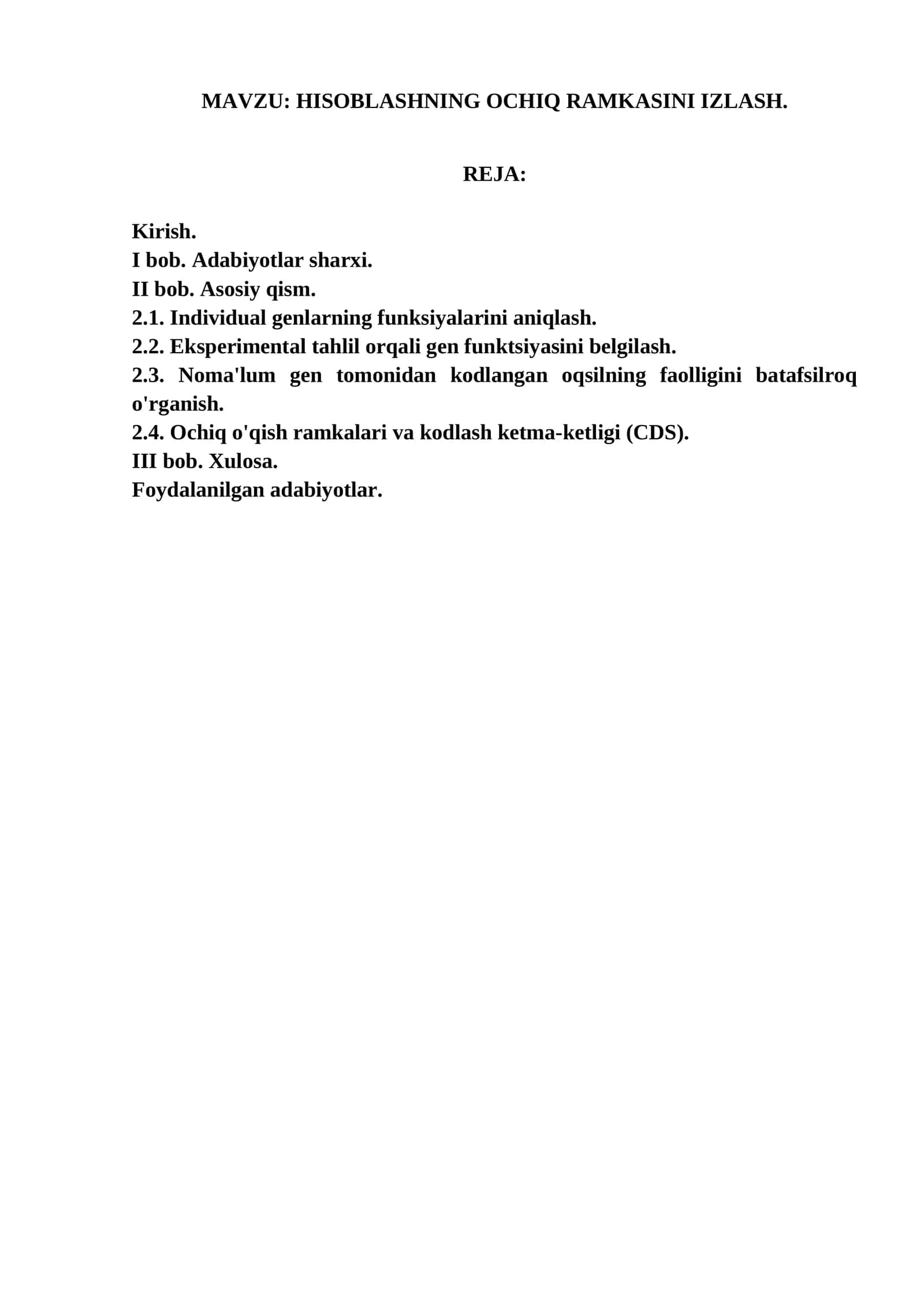 HISOBLASHNING OCHIQ RAMKASINI IZLASH