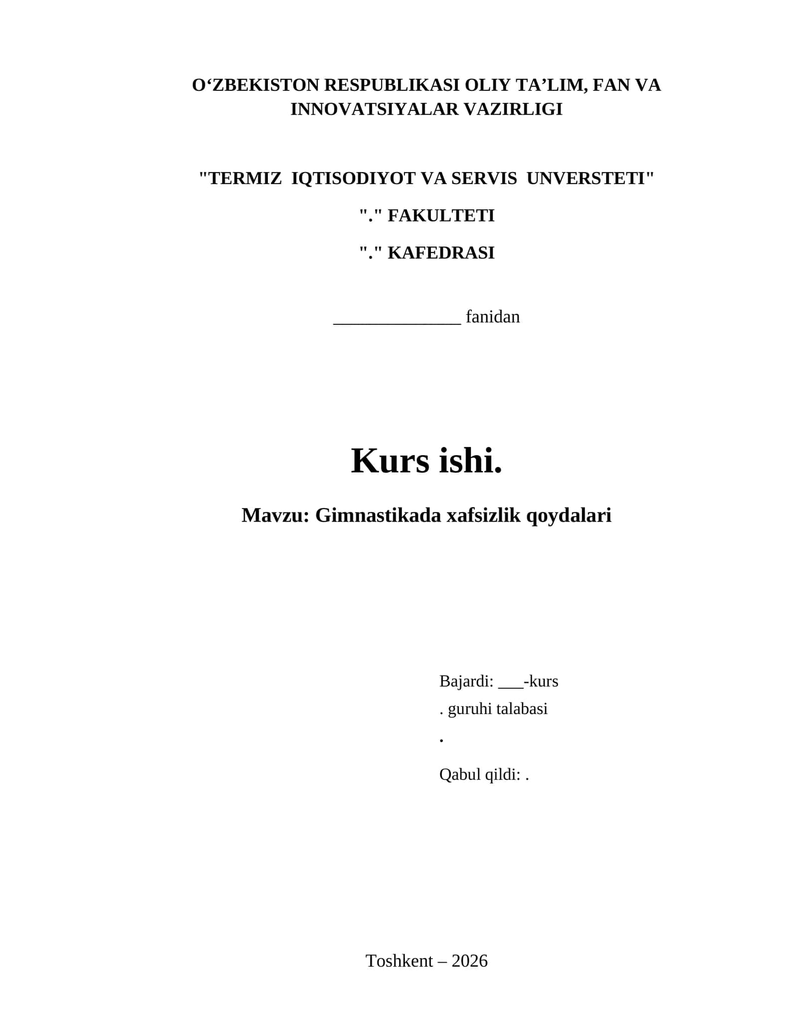 Gimnastikada xafsizlik qoydalari
