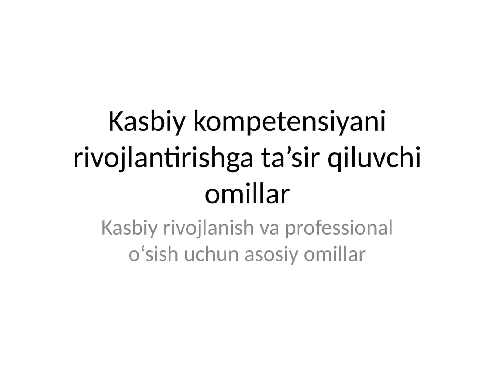 Maxsus kurslar va malaka oshirish