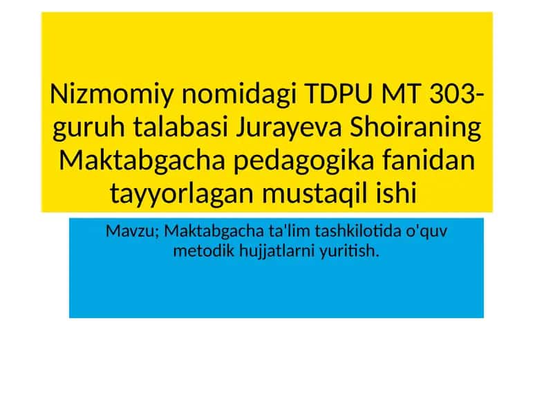 Maktabgacha pedagogika metodlari