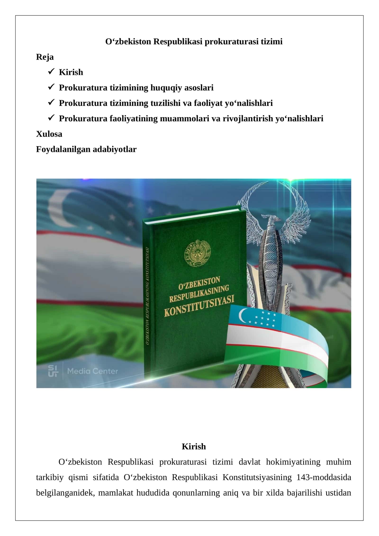 O‘zbekiston Respublikasi prokuraturasi tizimi