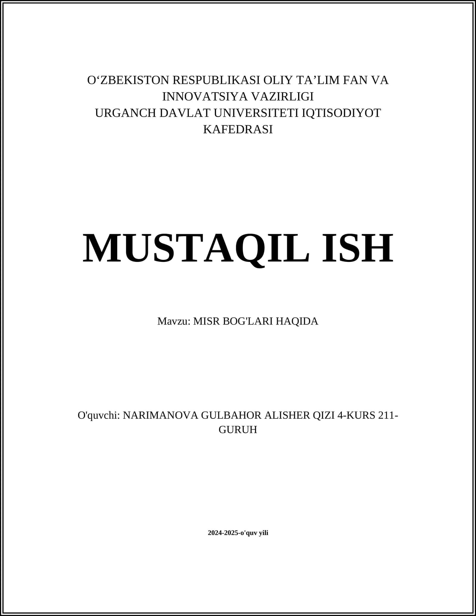 MISR BOG'LARI HAQIDA