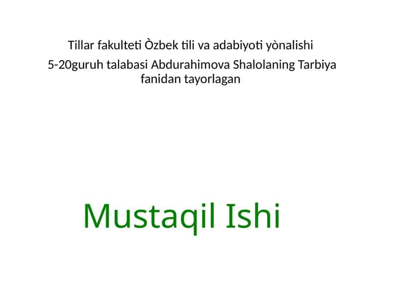 Islomda farzand tarbiyasi