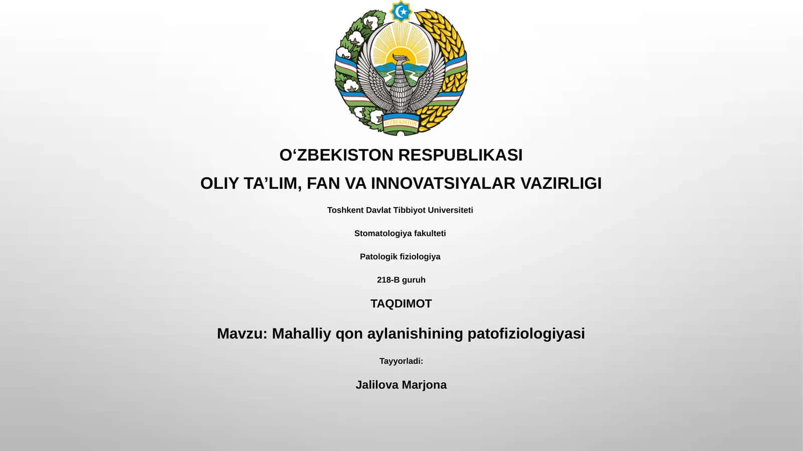 Mahalliy qon aylanishining patofiziologiyasi
