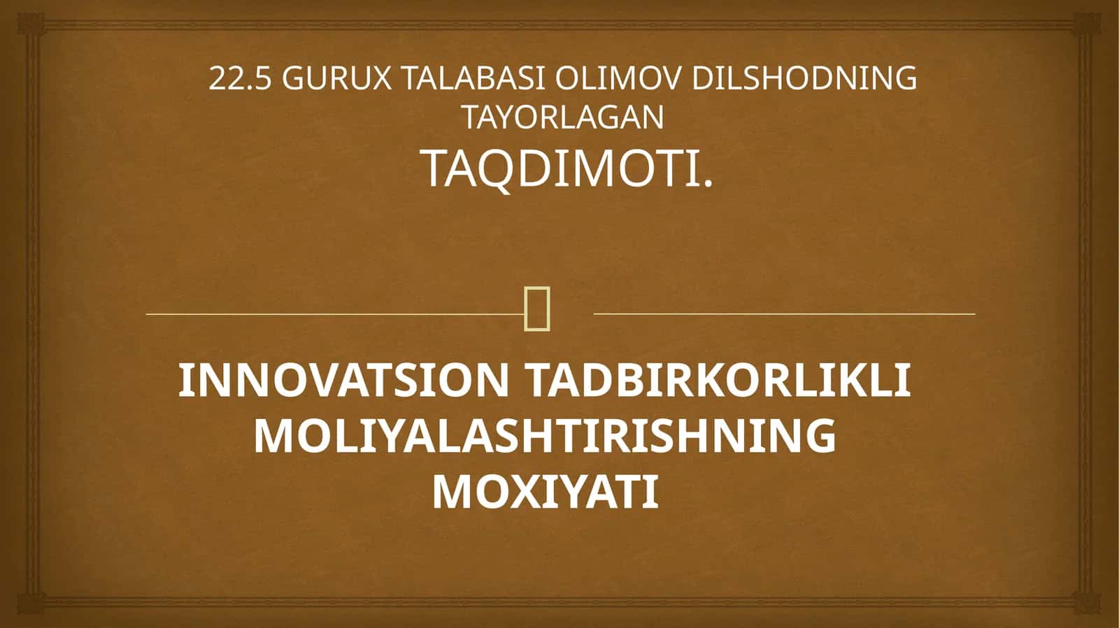 TAYORLAGAN TAQDIMOTI