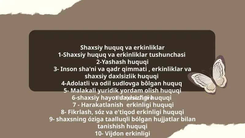 Shaxsiy huquq va erkinliklar
