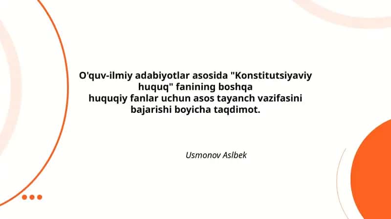 Konstitutsiyaviy huquq fanining asosiy vazifalari