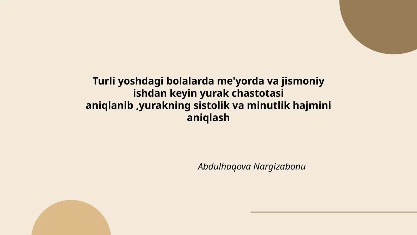 Turli yoshdagi bolalarda yurakning normal chastotasi