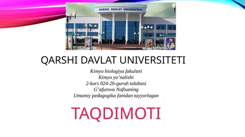Umumiy pedagogika fanidan tayyorlagan TAQDIMOTI