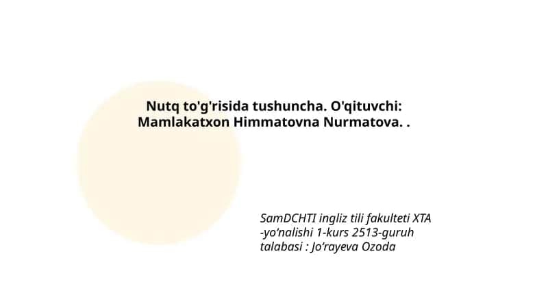 Nutq to'g'risida tushuncha