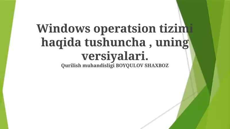 Windows operatsion tizimi haqida tushuncha