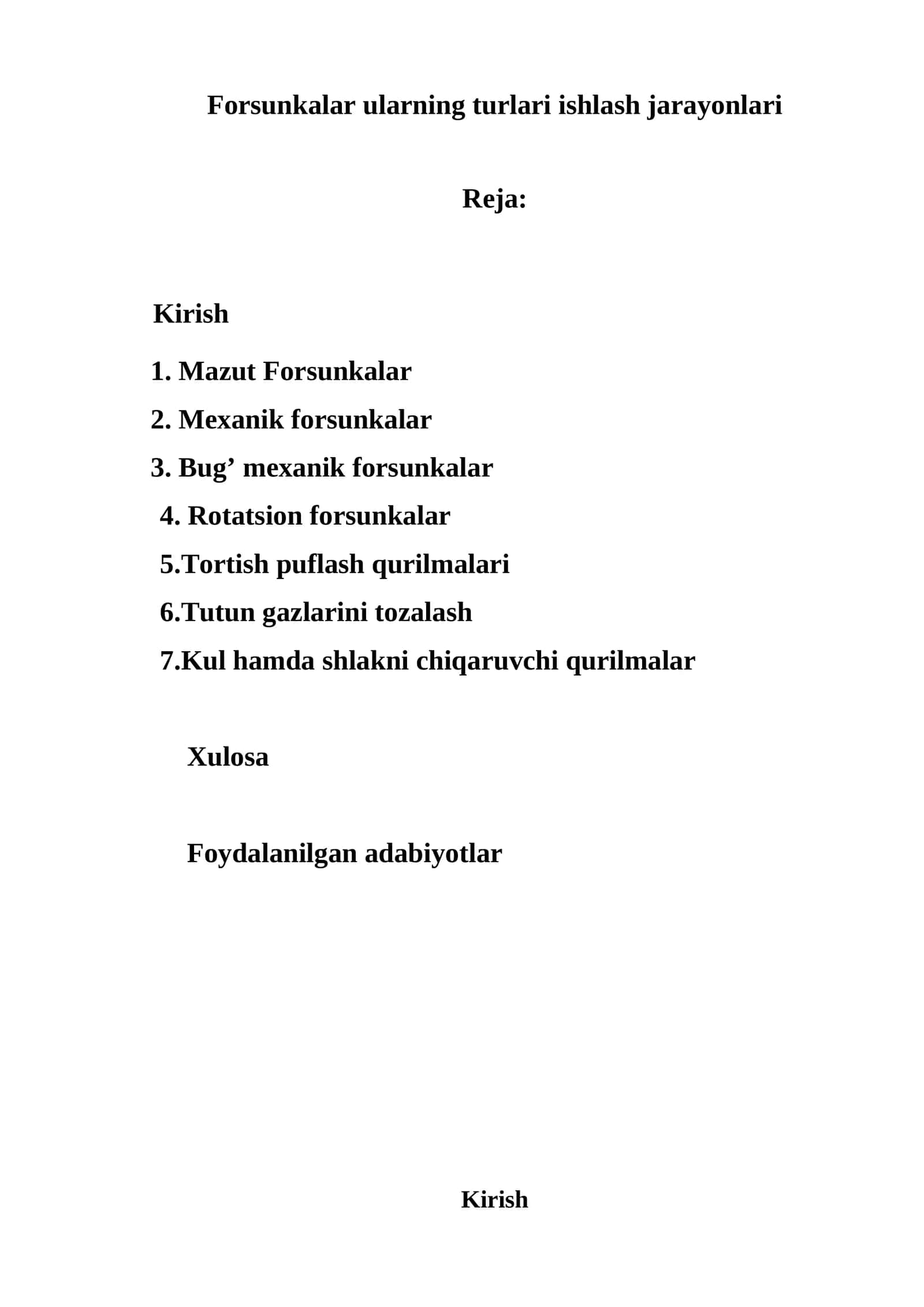 Forsunkalar ularning turlari ishlash jarayonlari