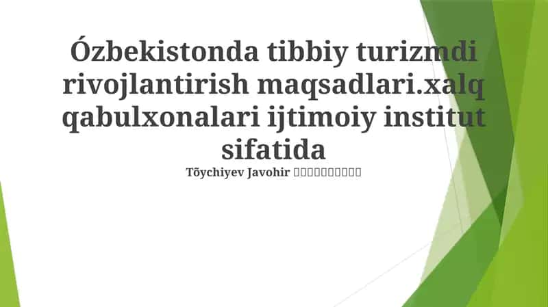 O'zbekistonda tibbiy turizm salohiyati