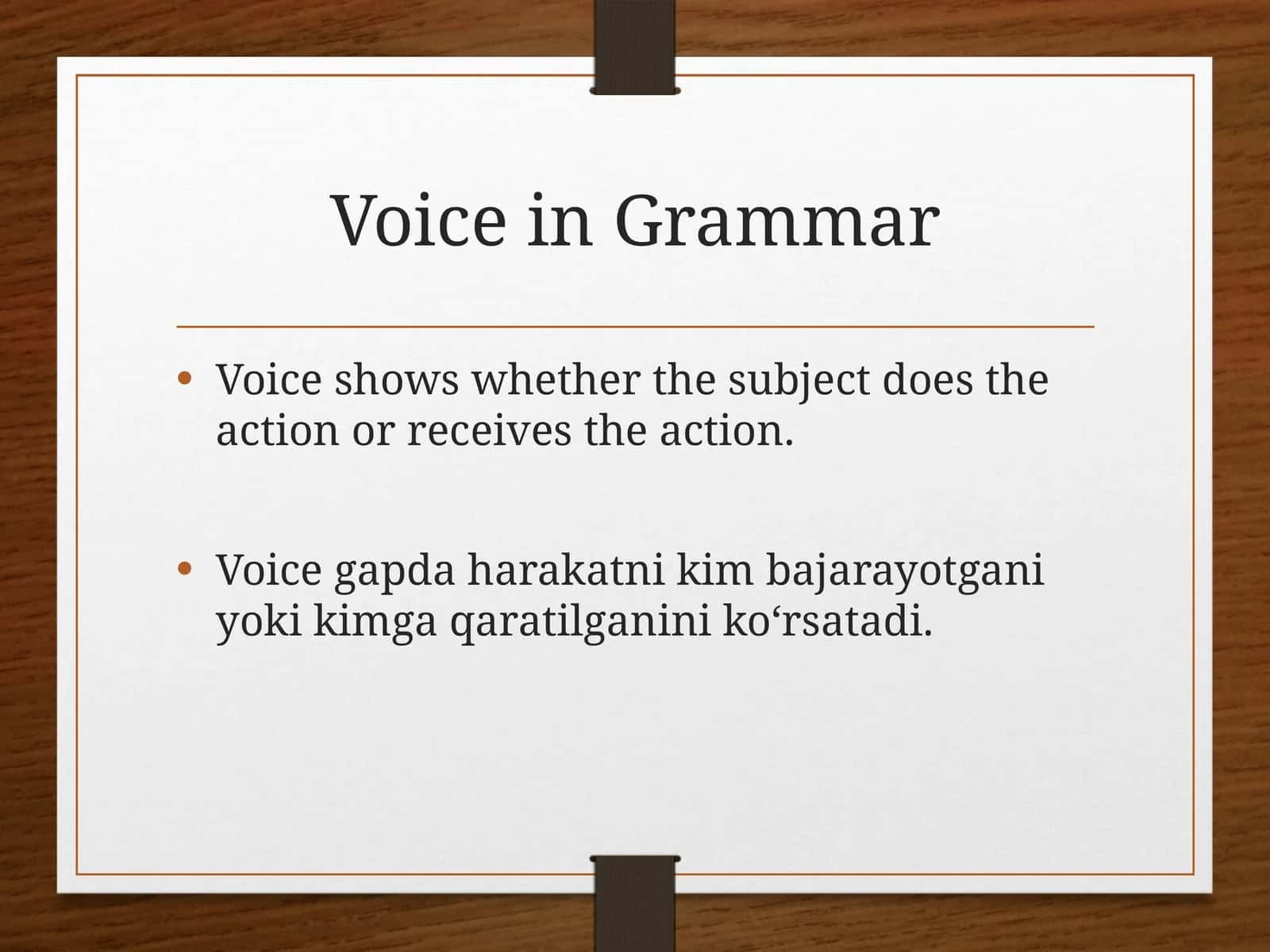 Voice in Grammar