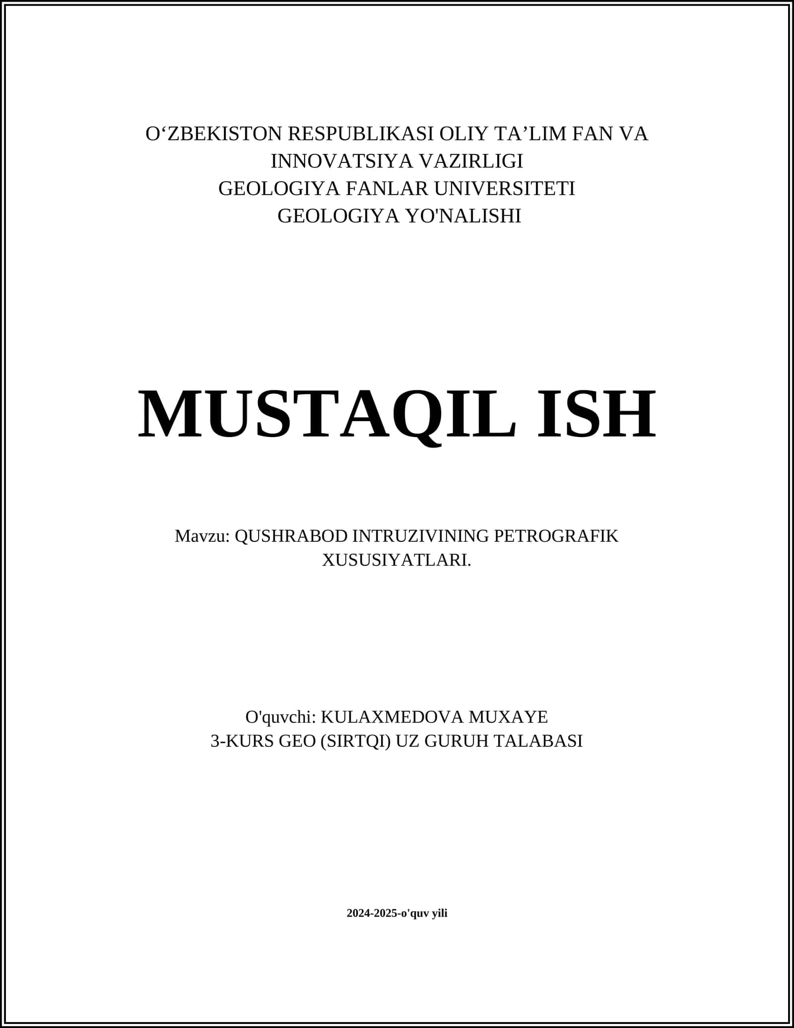 Qushrabod Intruzivlarining Petrografik Xususiyatlari