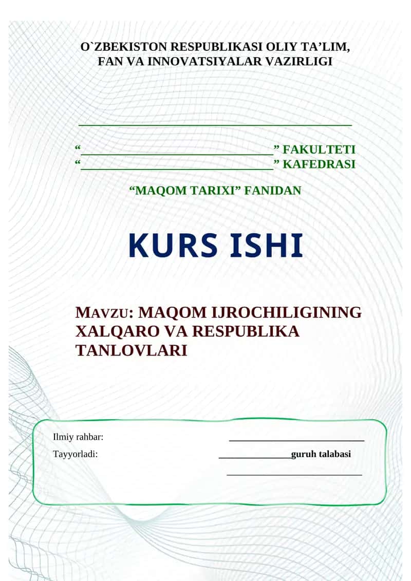 MAQOM IJROCHILIGINING XALQARO VA RESPUBLIKA TANLOVLARI