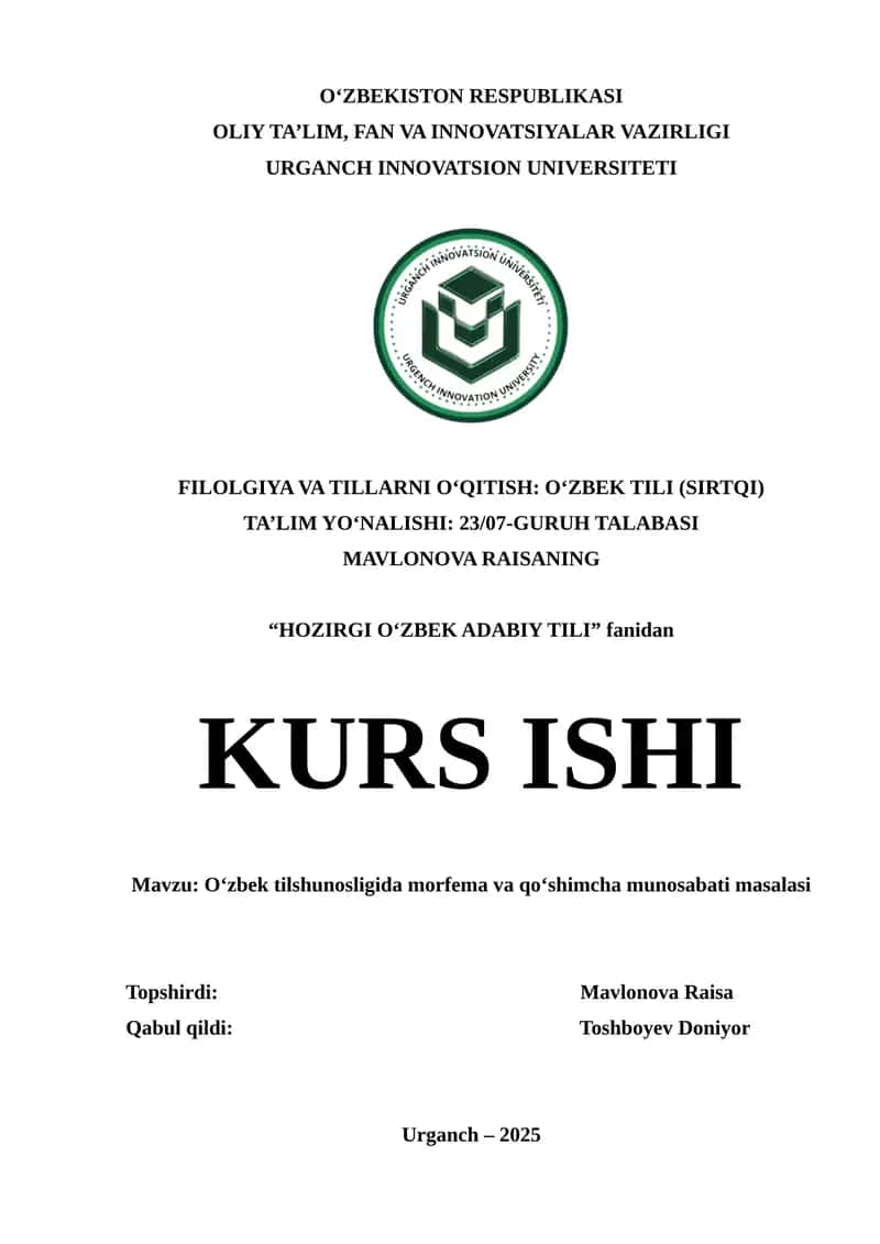 O‘zbek tilshunosligida morfema va qo‘shimcha munosabati masalasi