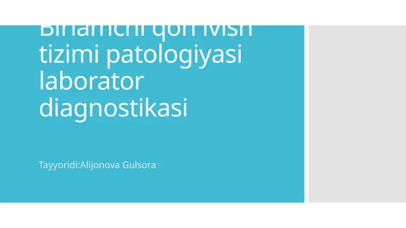 Birlamchi qon ivish tizimi patologiyasilaboratordiagnostikasi