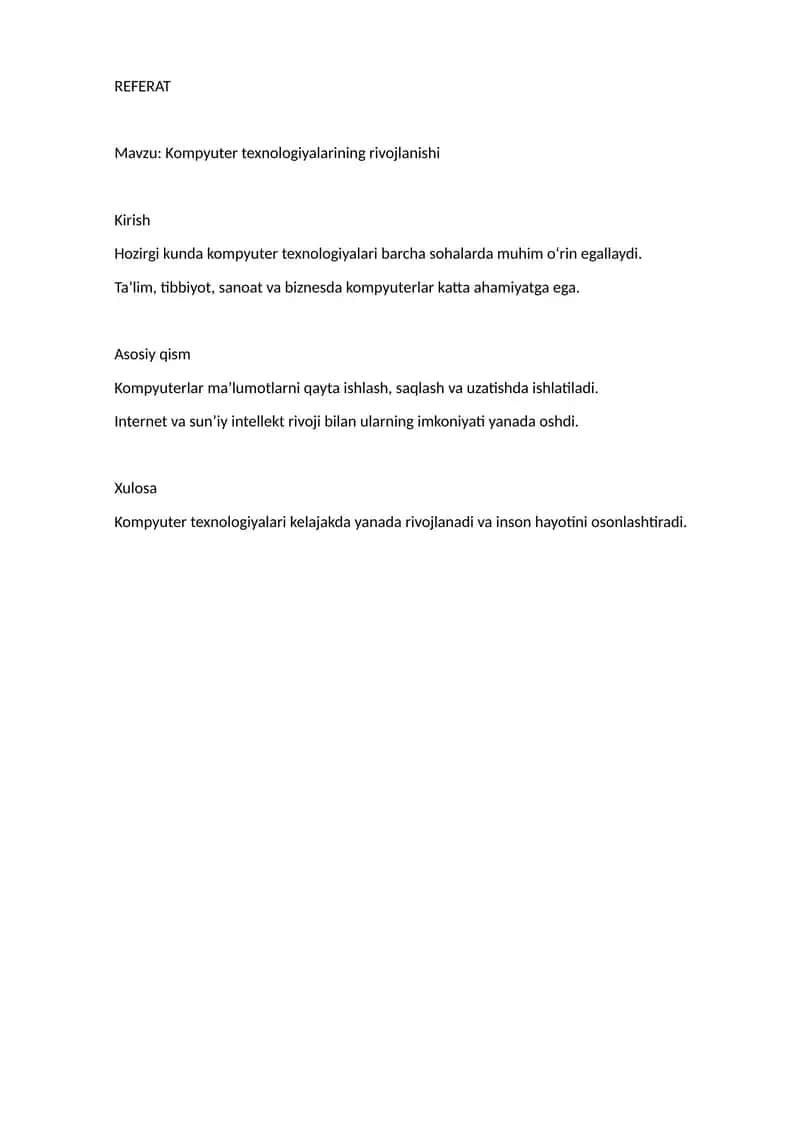 Word hujjatlarini professional formatda tayyorlab beraman