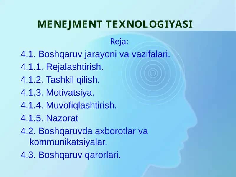 MENEJMENT TEXNOLOGIYASI