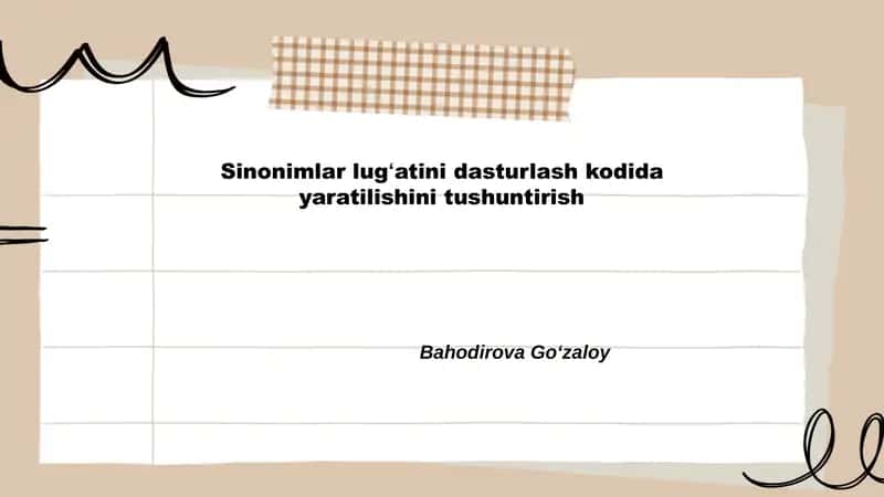 Sinonimlar lugʻatini yaratish