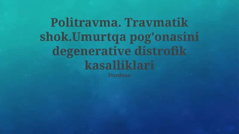 Umurtqaning degenerativ-distrofik kasalliklari