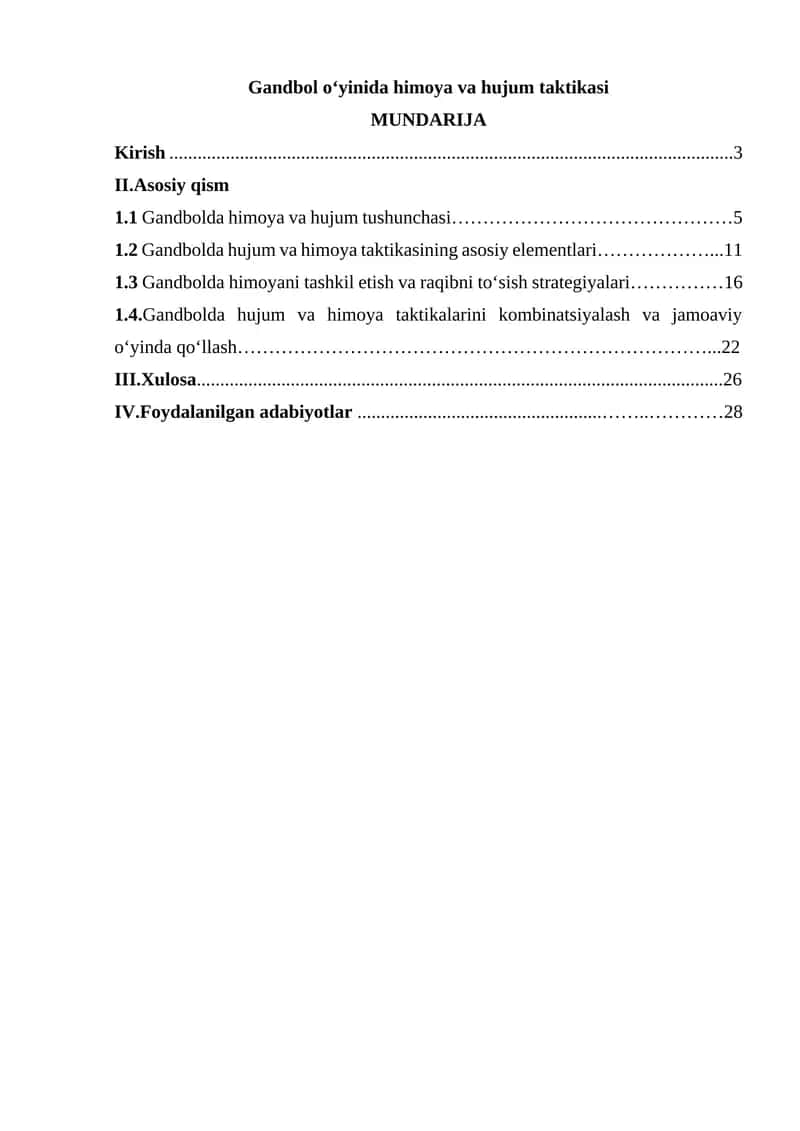 Gandbol o‘yinida himoya va hujum taktikasi