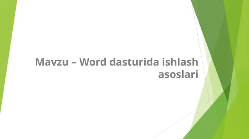 Word dasturida ishlash asoslari