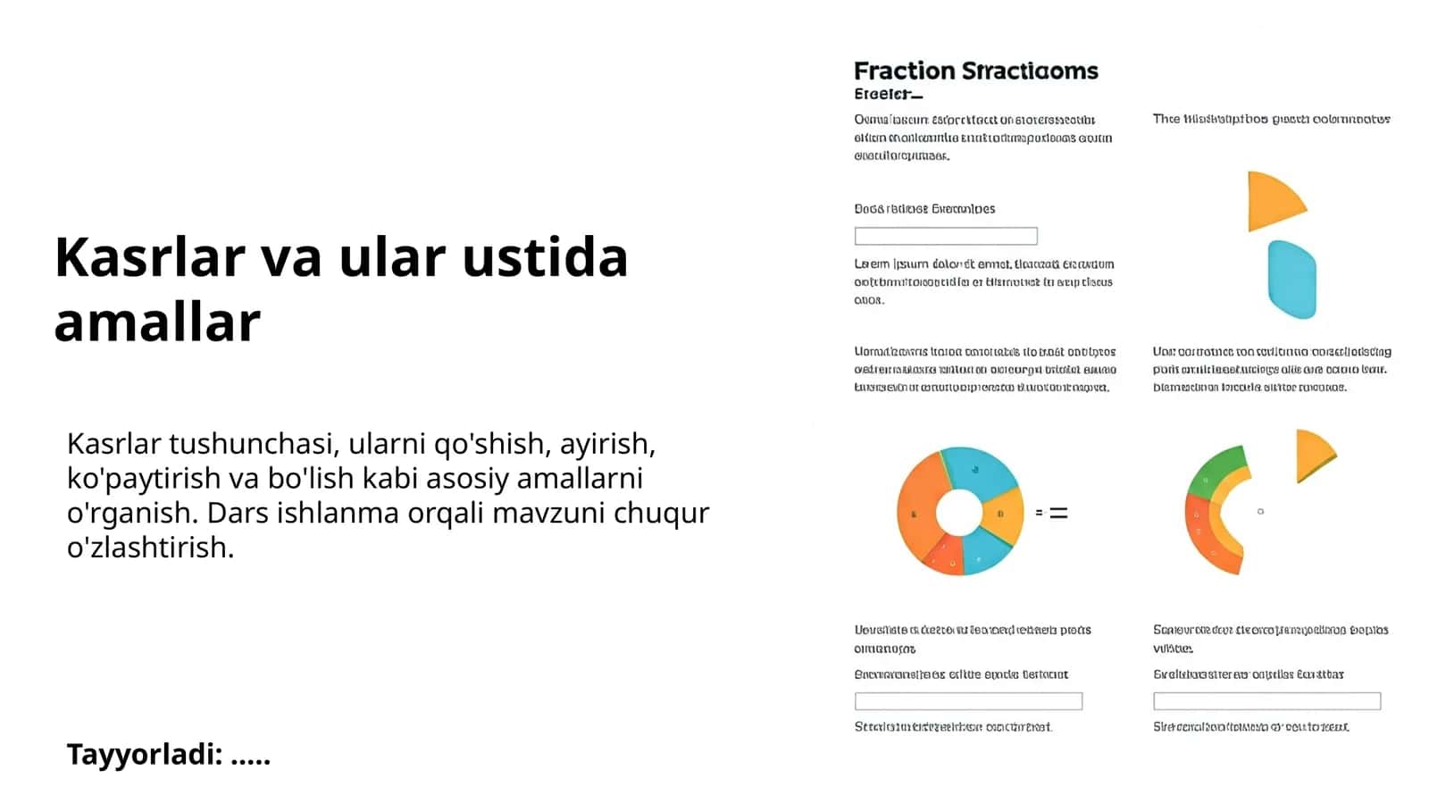 Kasrlar va ular ustida amallar