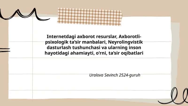 Neyrolingvistik dasturlash tushunchasi
