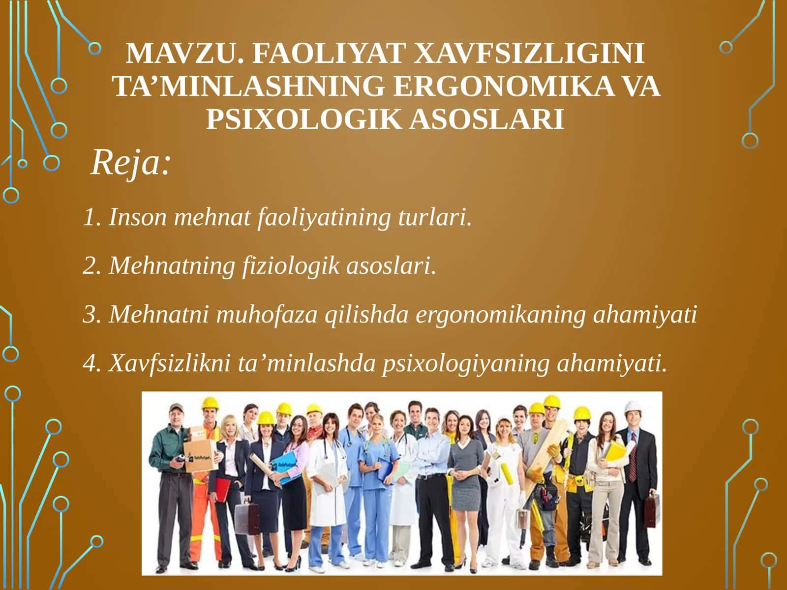 Faoliyat xavfsizligini ta'minlashning ergonomika va psixologik asoslari