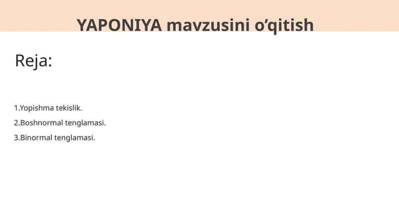 YAPONIYA mavzusini o’qitish