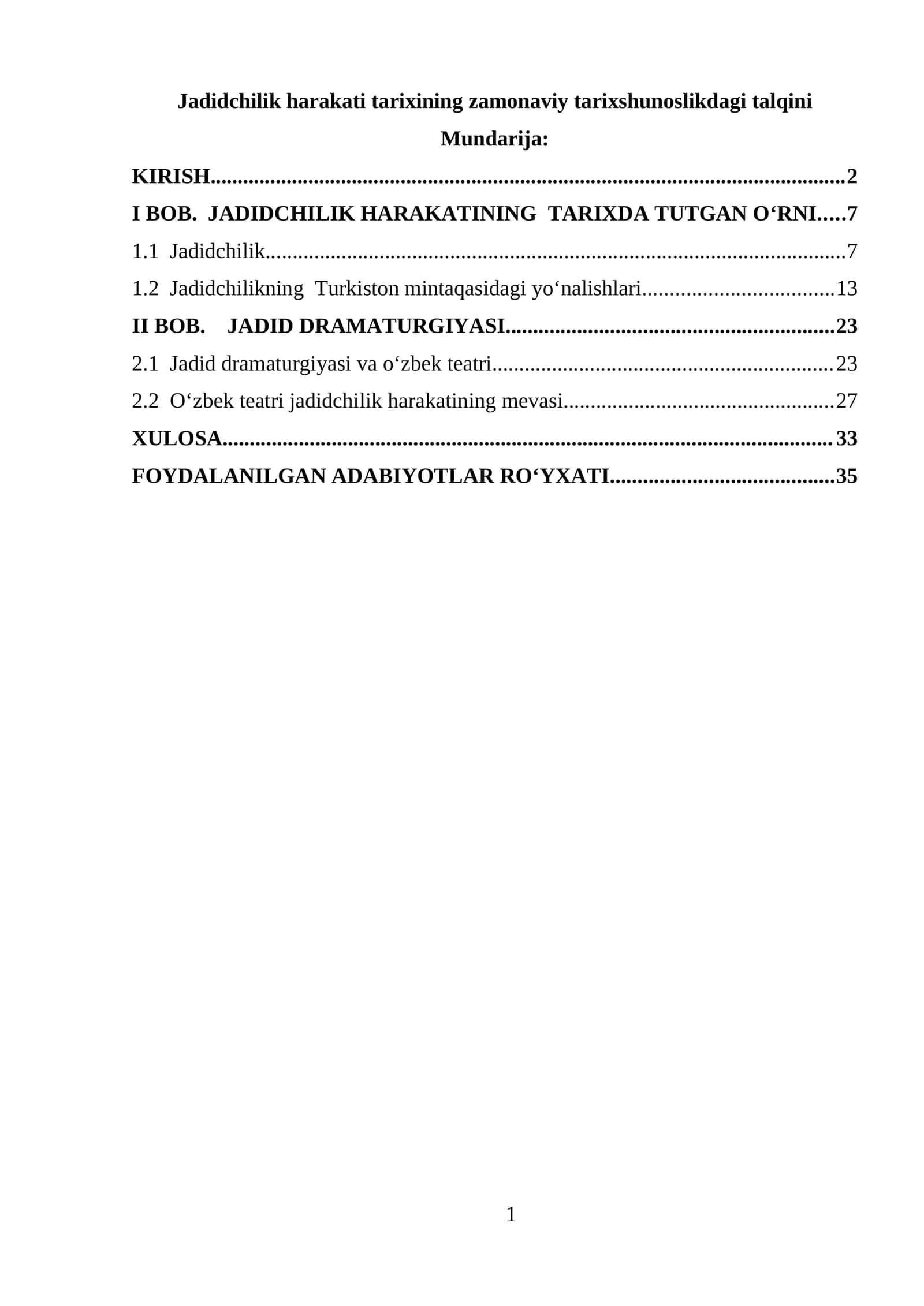 Jadidchilik harakati tarixining zamonaviy tarixshunoslikdagi talqini