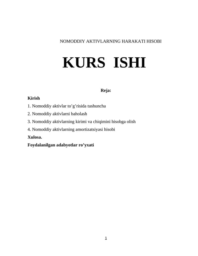 NOMODDIY AKTIVLARNING HARAKATI HISOBI KURS ISHI