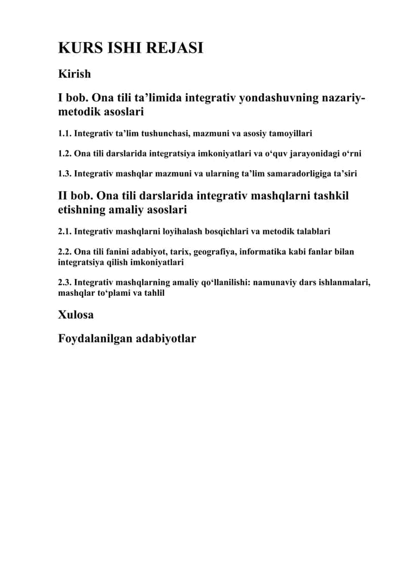 Ona tili ta’limida integrativ yondashuvning nazariy-metodik asoslari