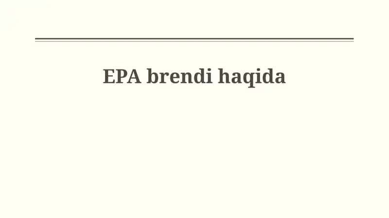 EPA brendi haqida