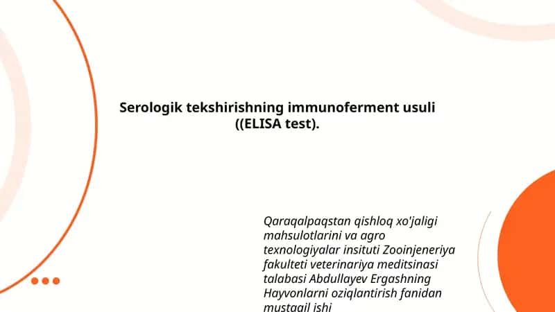 Serologik tekshirishning immunoferment usuli ((ELISA test)