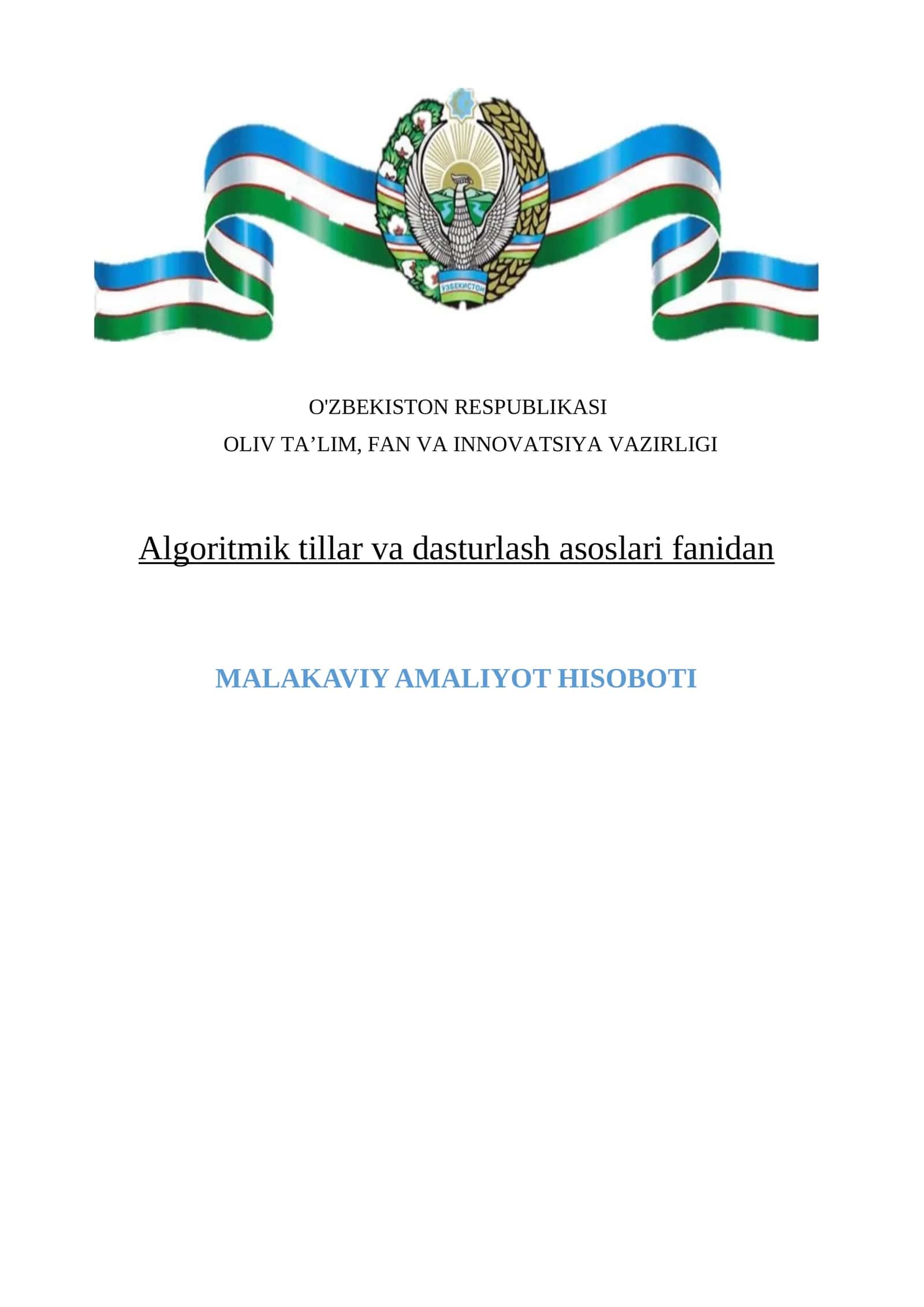 Malakaviy Amaliyot Hisoboti