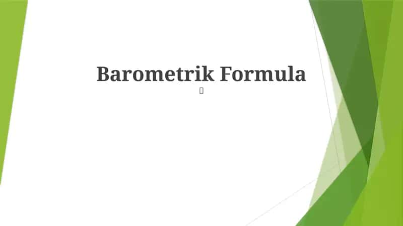 Barometrik Formula