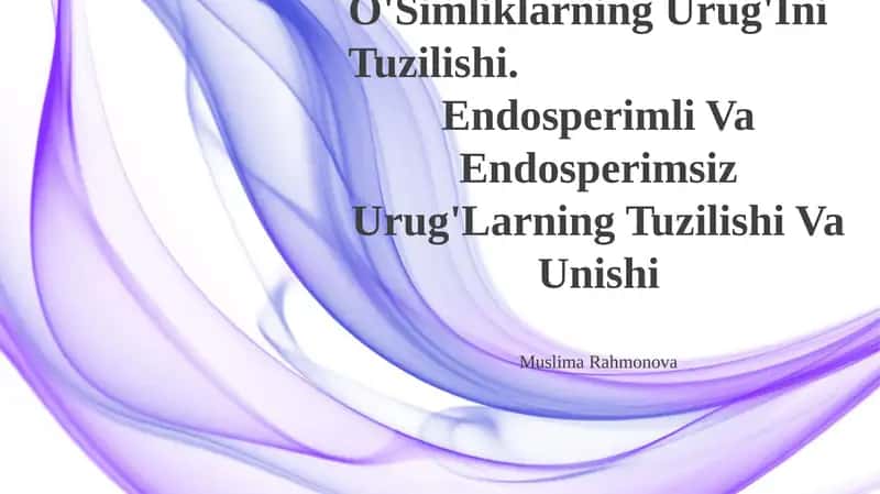 Bir Va Ikki Urug'Pallali O'Simliklarning Urug'Ini Tuzilishi