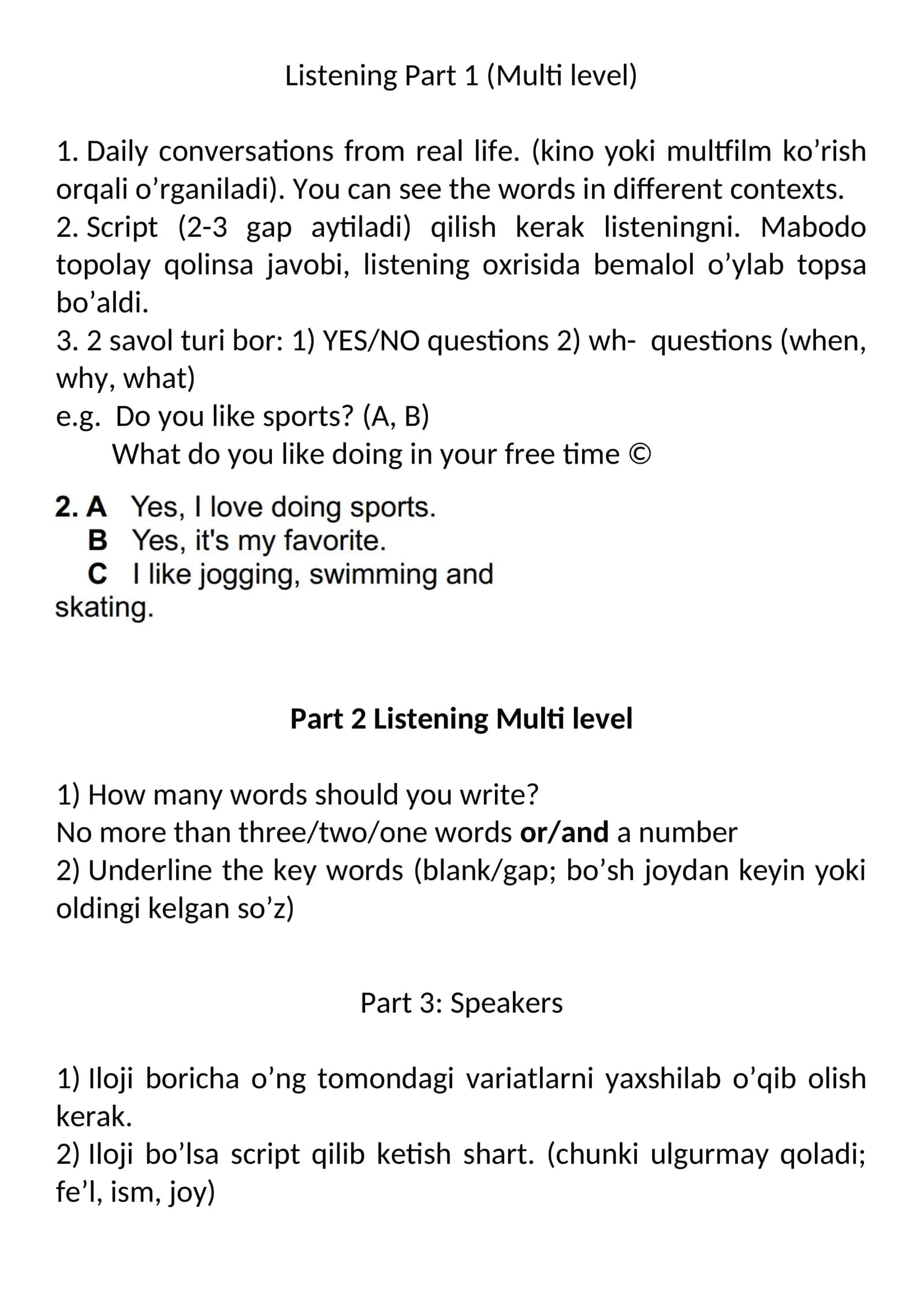 Listening Part 1 (Multi level)