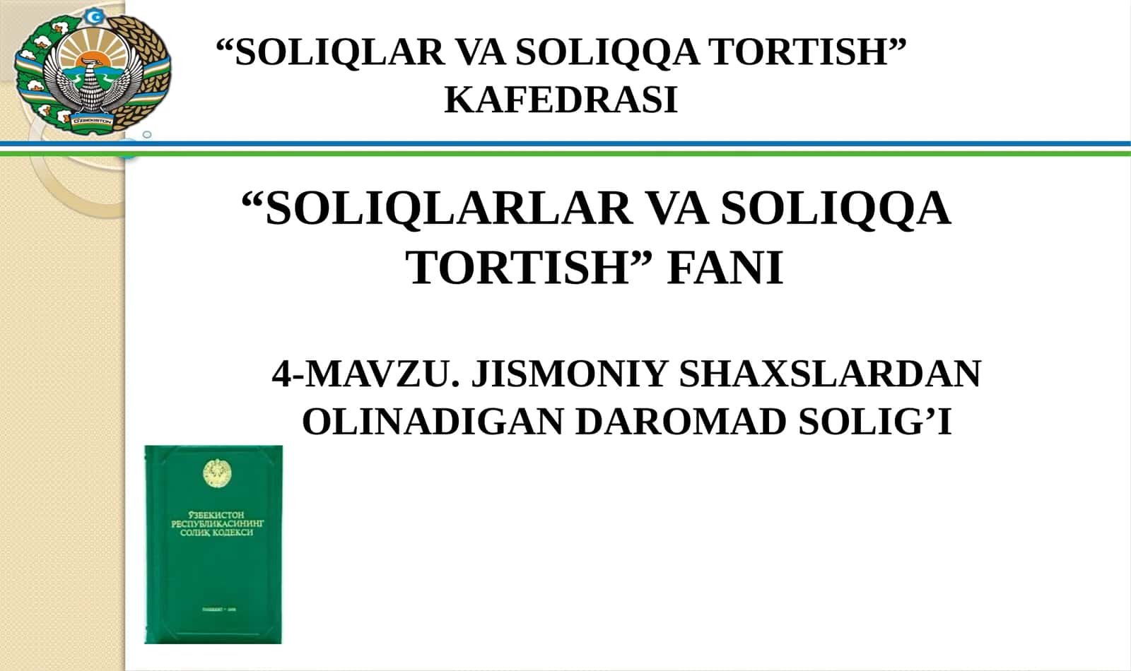 Jismoniy shaxslardan olinadigan daromad solig’i