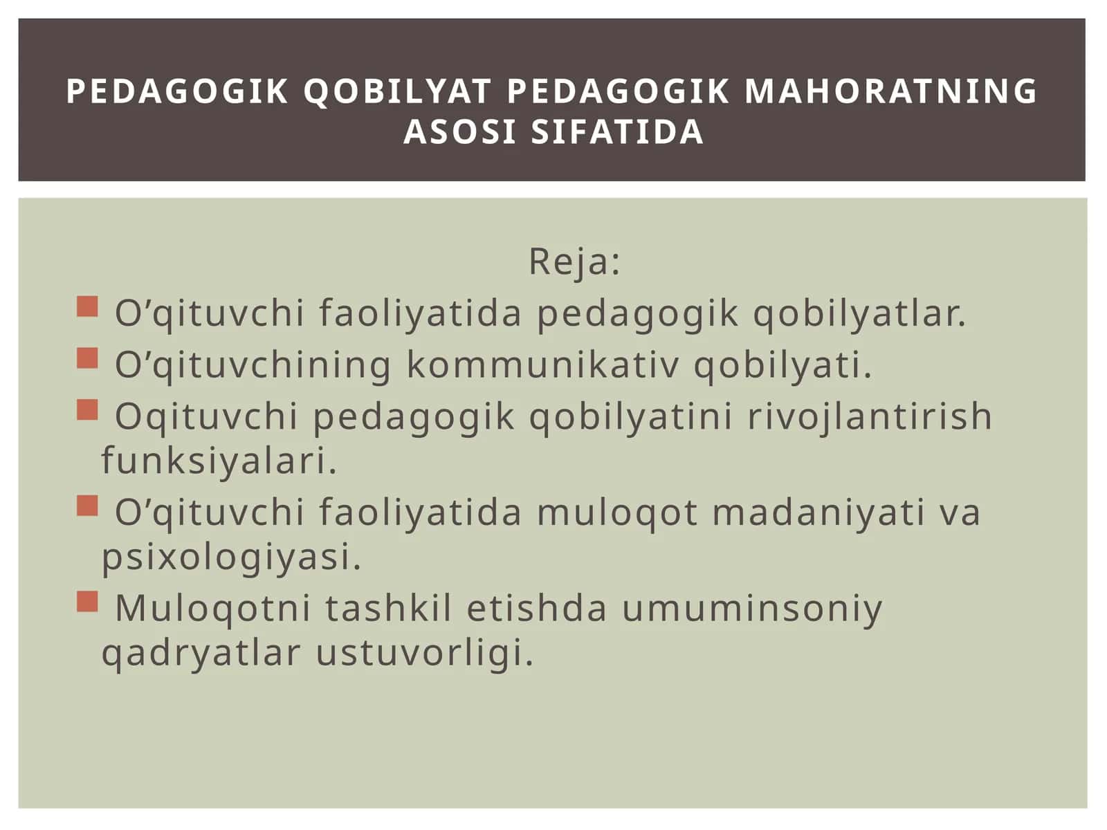 O’qituvchi faoliyatida pedagogik qobilyatlar