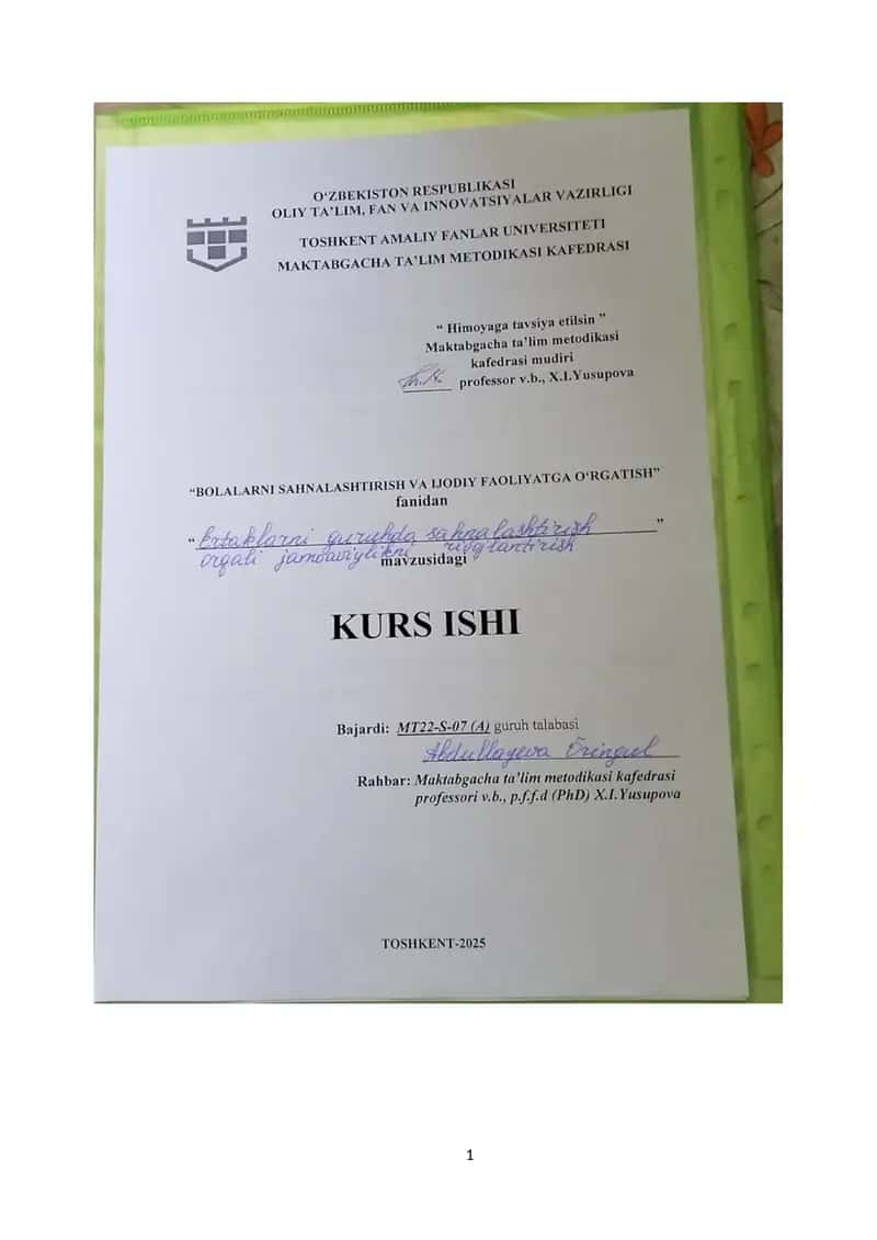 ertaklarni guruhda sahnalashtirish orqali jamoaviylikni rivojlantirish