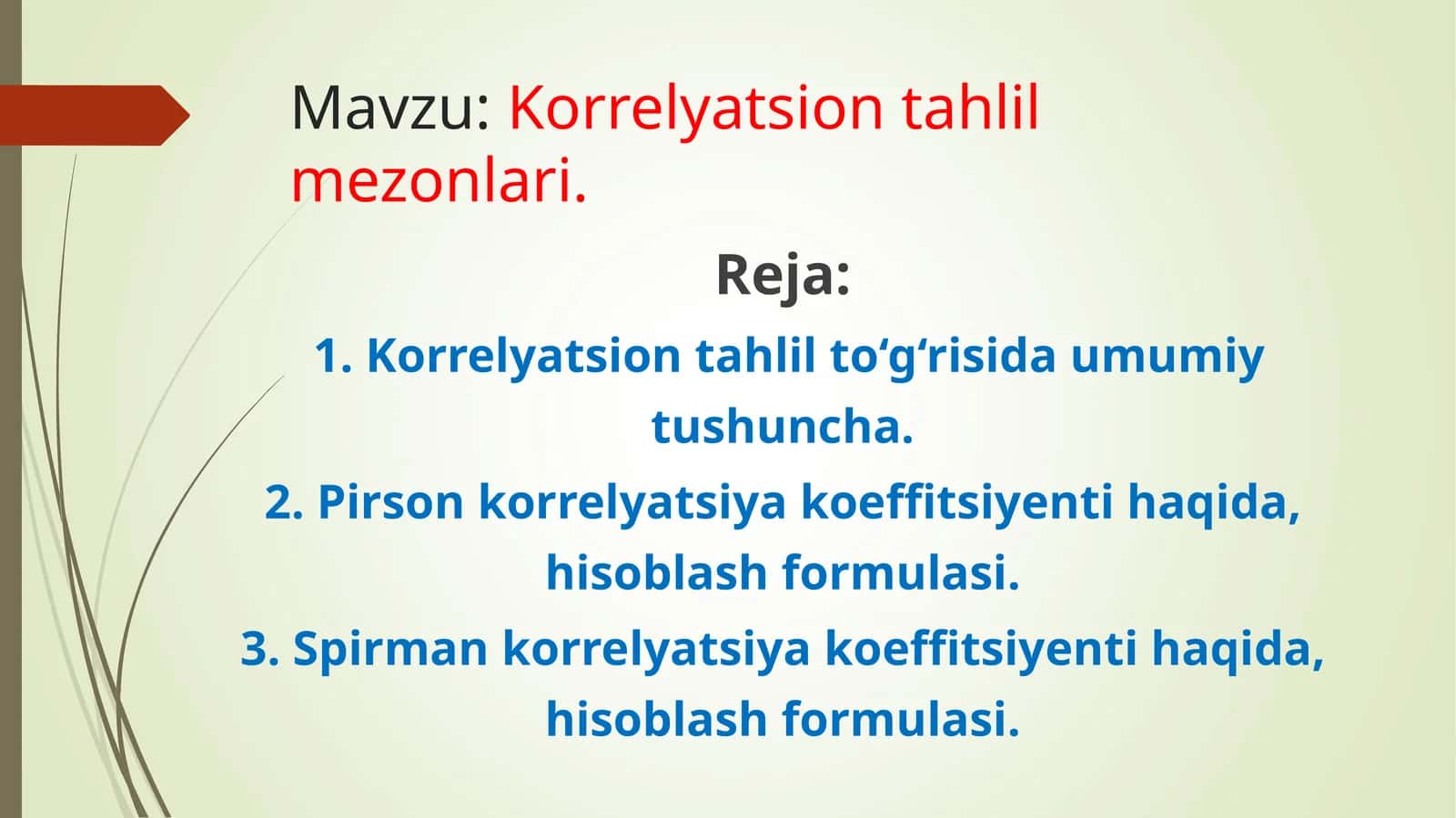 Korrelyatsion tahlil mezonlari